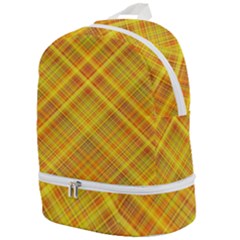 Orange Madras Plaid Zip Bottom Backpack by SpinnyChairDesigns