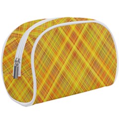 Orange Madras Plaid Makeup Case (large) by SpinnyChairDesigns