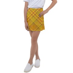 Orange Madras Plaid Kids  Tennis Skirt by SpinnyChairDesigns