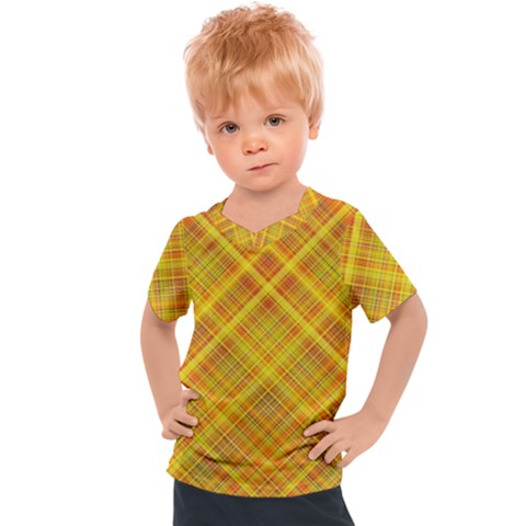 Orange Madras Plaid Kids  Sports Tee by SpinnyChairDesigns