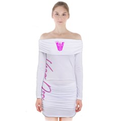 Signature Pink Vega Don Long Sleeve Off Shoulder Dress