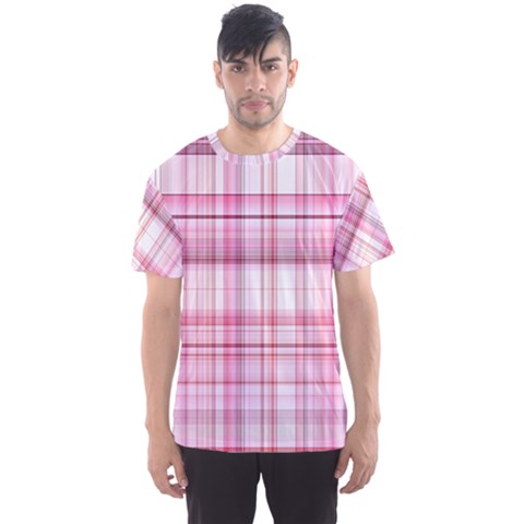 Pink Madras Plaid Men s Sport Mesh Tee by SpinnyChairDesigns