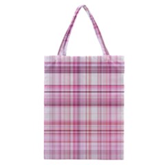 Pink Madras Plaid Classic Tote Bag by SpinnyChairDesigns