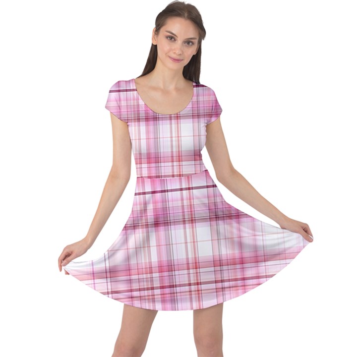 Pink Madras Plaid Cap Sleeve Dress