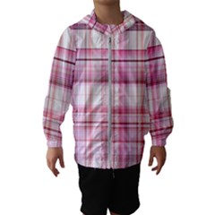 Pink Madras Plaid Kids  Hooded Windbreaker