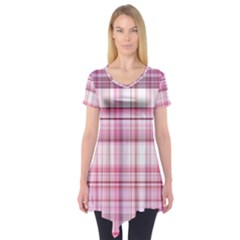 Pink Madras Plaid Short Sleeve Tunic  by SpinnyChairDesigns