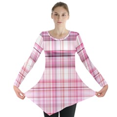 Pink Madras Plaid Long Sleeve Tunic  by SpinnyChairDesigns