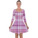 Pink Madras Plaid Quarter Sleeve Skater Dress View1