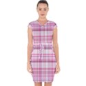 Pink Madras Plaid Capsleeve Drawstring Dress  View1