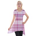 Pink Madras Plaid Short Sleeve Side Drop Tunic View1