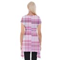 Pink Madras Plaid Short Sleeve Side Drop Tunic View2