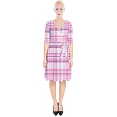 Pink Madras Plaid Wrap Up Cocktail Dress by SpinnyChairDesigns