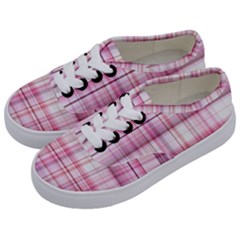 Pink Madras Plaid Kids  Classic Low Top Sneakers by SpinnyChairDesigns