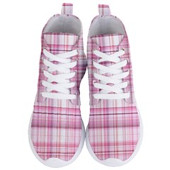 Pink Madras Plaid Women s Lightweight High Top Sneakers by SpinnyChairDesigns