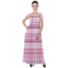 Pink Madras Plaid Empire Waist Velour Maxi Dress by SpinnyChairDesigns