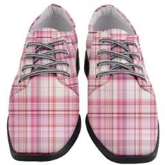 Pink Madras Plaid Women Heeled Oxford Shoes by SpinnyChairDesigns