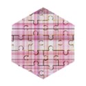 Pink Madras Plaid Wooden Puzzle Hexagon View1