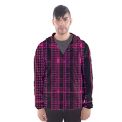 Pink Black Punk Plaid Men s Hooded Windbreaker