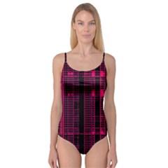 Pink Black Punk Plaid Camisole Leotard  by SpinnyChairDesigns