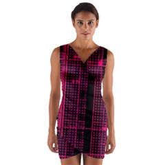 Pink Black Punk Plaid Wrap Front Bodycon Dress by SpinnyChairDesigns