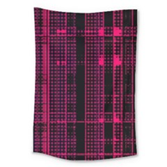 Pink Black Punk Plaid Large Tapestry