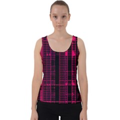 Pink Black Punk Plaid Velvet Tank Top by SpinnyChairDesigns