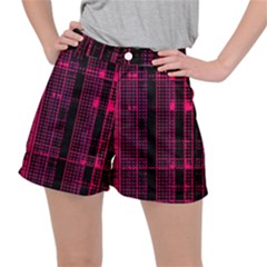 Pink Black Punk Plaid Ripstop Shorts by SpinnyChairDesigns