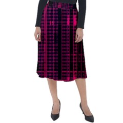 Pink Black Punk Plaid Classic Velour Midi Skirt  by SpinnyChairDesigns