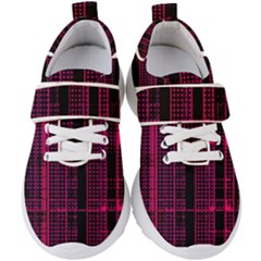 Pink Black Punk Plaid Kids  Velcro Strap Shoes by SpinnyChairDesigns