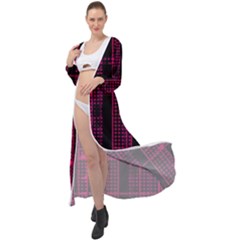 Pink Black Punk Plaid Maxi Chiffon Beach Wrap by SpinnyChairDesigns