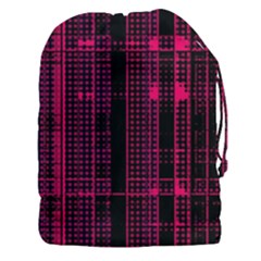 Pink Black Punk Plaid Drawstring Pouch (3xl) by SpinnyChairDesigns