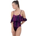 Pink Black Punk Plaid Drape Piece Swimsuit View1