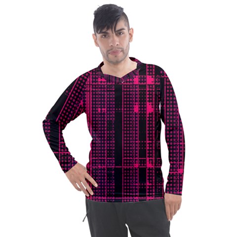 Pink Black Punk Plaid Men s Pique Long Sleeve Tee by SpinnyChairDesigns