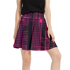 Pink Black Punk Plaid Waistband Skirt by SpinnyChairDesigns