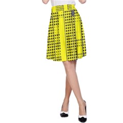 Black Yellow Punk Plaid A-line Skirt by SpinnyChairDesigns