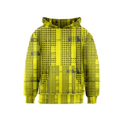 Black Yellow Punk Plaid Kids  Pullover Hoodie by SpinnyChairDesigns