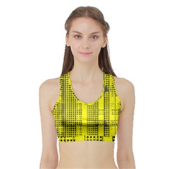 Black Yellow Punk Plaid Sports Bra With Border by SpinnyChairDesigns