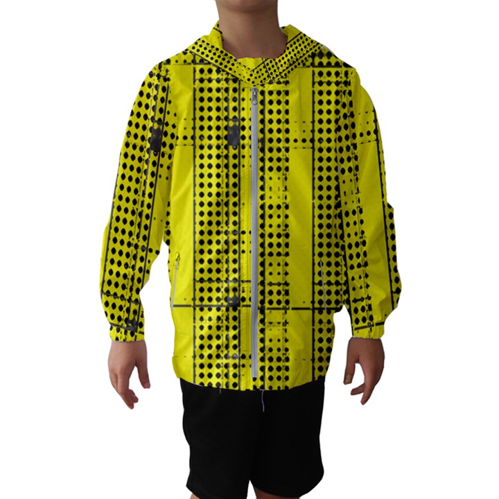 Black Yellow Punk Plaid Kids  Hooded Windbreaker