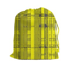 Black Yellow Punk Plaid Drawstring Pouch (2xl) by SpinnyChairDesigns