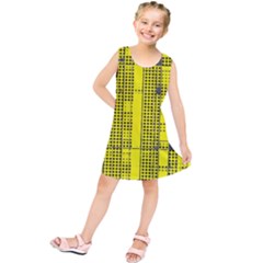 Black Yellow Punk Plaid Kids  Tunic Dress by SpinnyChairDesigns