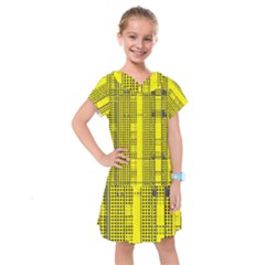 Black Yellow Punk Plaid Kids  Drop Waist Dress by SpinnyChairDesigns