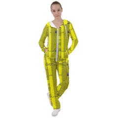 Black Yellow Punk Plaid Women s Tracksuit by SpinnyChairDesigns