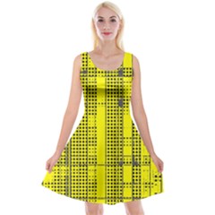 Black Yellow Punk Plaid Reversible Velvet Sleeveless Dress by SpinnyChairDesigns