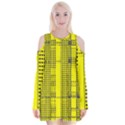 Black Yellow Punk Plaid Velvet Long Sleeve Shoulder Cutout Dress View1