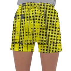 Black Yellow Punk Plaid Sleepwear Shorts by SpinnyChairDesigns