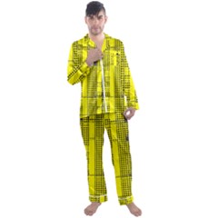 Black Yellow Punk Plaid Men s Long Sleeve Satin Pyjamas Set by SpinnyChairDesigns