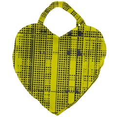 Black Yellow Punk Plaid Giant Heart Shaped Tote