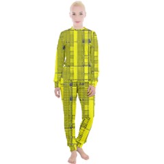 Black Yellow Punk Plaid Women s Lounge Set by SpinnyChairDesigns