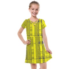 Black Yellow Punk Plaid Kids  Cross Web Dress by SpinnyChairDesigns