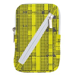 Black Yellow Punk Plaid Belt Pouch Bag (small) by SpinnyChairDesigns